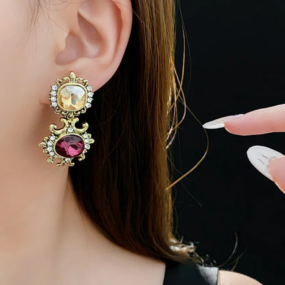 Purple Rhinestone Necklace Jewelry Sets