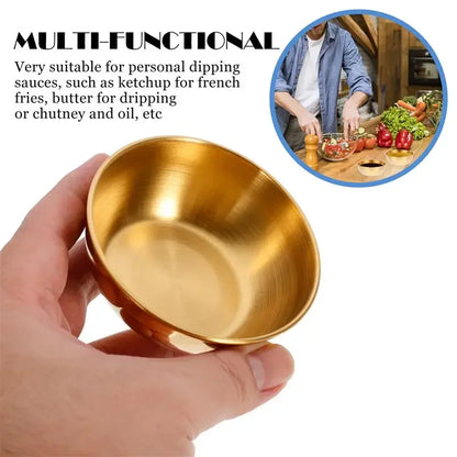4pcs 2pcs Stainless Steel Golden Sauce Dishes Appetizer