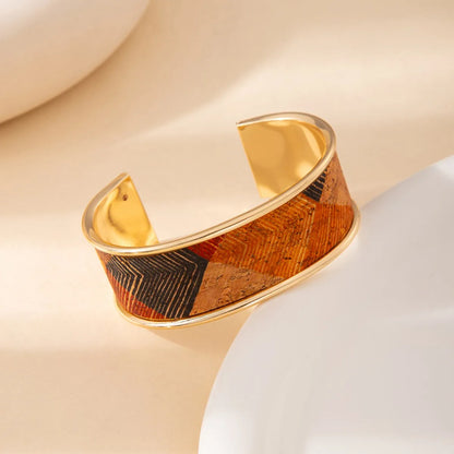 Graffiti Art Adjustable Bangle Gold Stainless Steel Bracelet