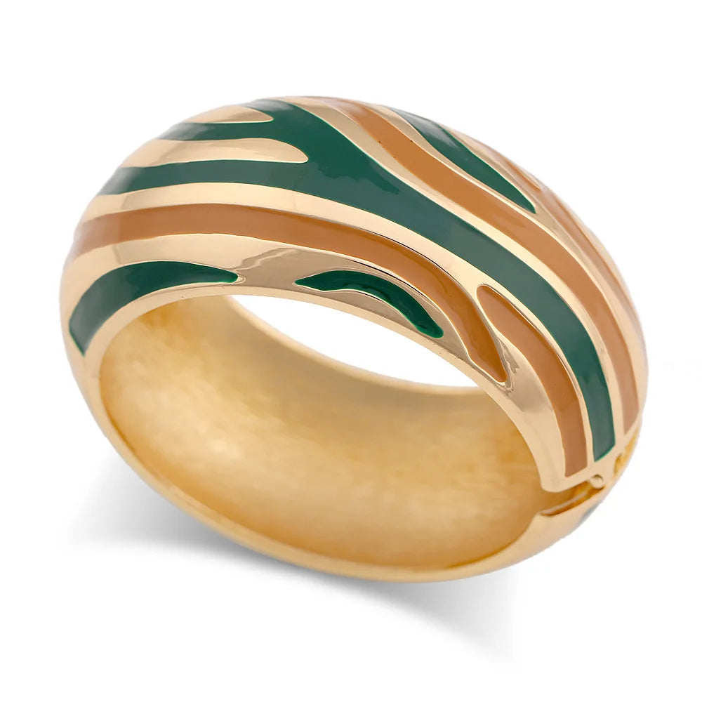 Minimalist Green Zinc Alloy Bangles Geometric Wide Cuff Open Bangle Bracelets