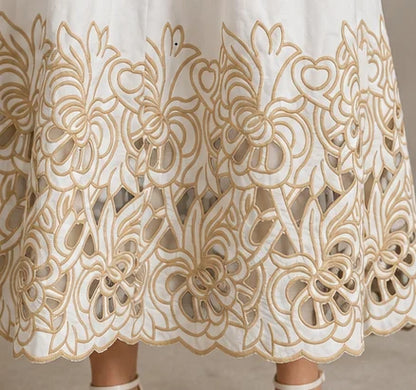 Elegant Hollow Out Color Contrast Women Two Piece Set
