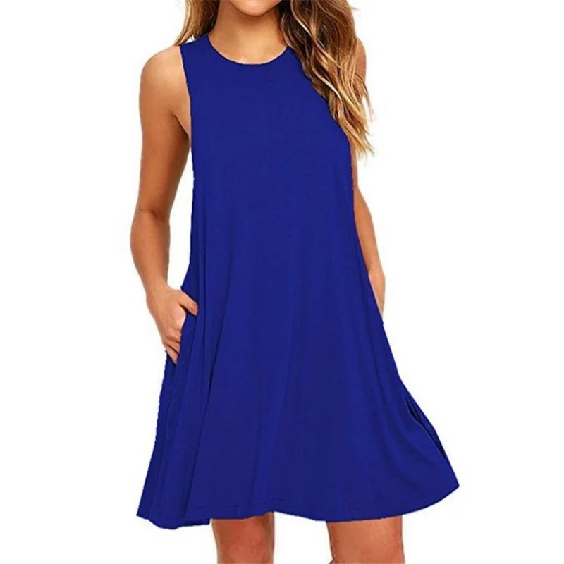 T Shirt Cover up Plain Pleated Tank Dress