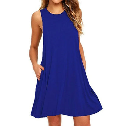 T Shirt Cover up Plain Pleated Tank Dress