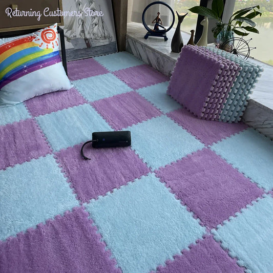 30*30CM Soft Plush Children Kids Rug Play Mat Puzzle Carpet
