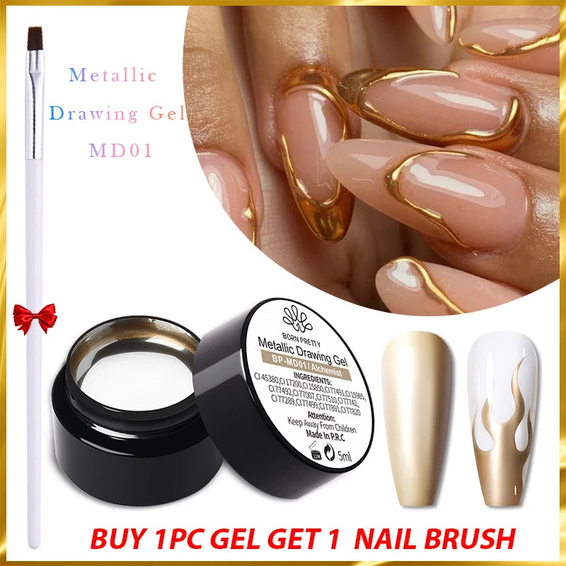 2-4PCS Metallic Painting Gel Polish Gold Silver Rose Gold Mirror Effect