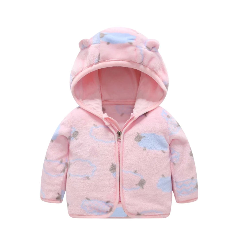 Autumn and Winter Hooded Cute Toddler 1-5 Years Flannel Jacket