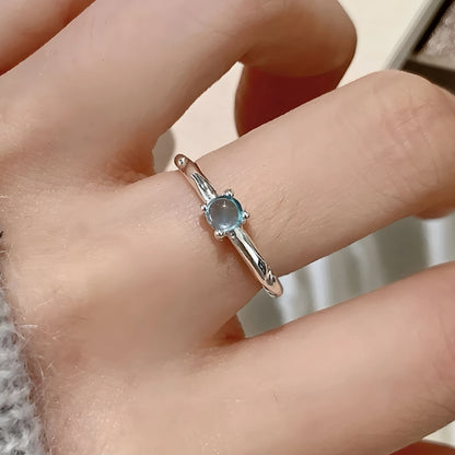925 Sterling Silver Sparckling Moonstone Minimalist Handmade Ring
