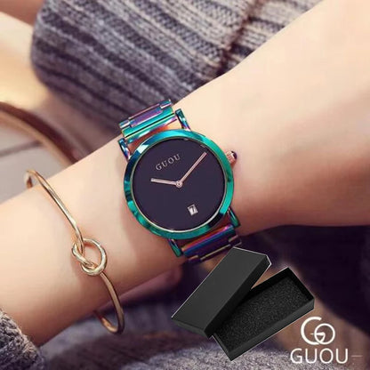 Luxury Stainless Steel Colorful Straps Purple Watches