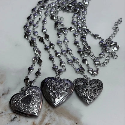 Romantic Heart Photo Locket Frame Pendant Necklace