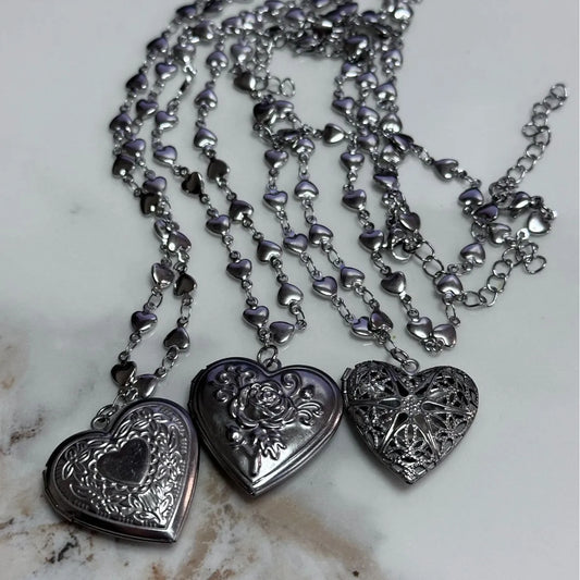 Romantic Heart Photo Locket Frame Pendant Necklace