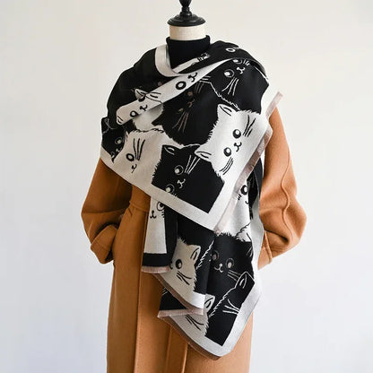 Cute Cat Cashmere Scarf