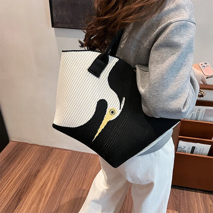 Bird Design Knitted Shoulder Bags