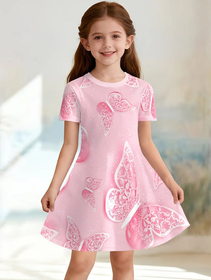Beautiful Butterfly Printed Short Sleeve Dress