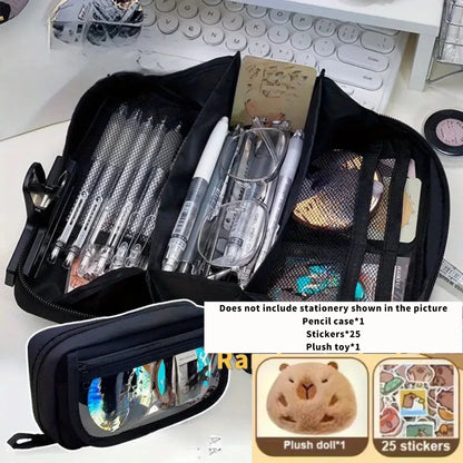 27pcs Large Capacity Volcano Flip Pencil Case Set