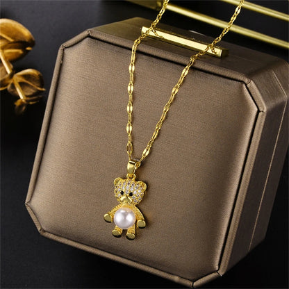 Light Zircon Crystal Stainless Steel Necklaces