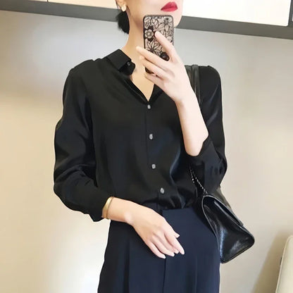 Satin Casual Long Sleeve Elegant Shirts