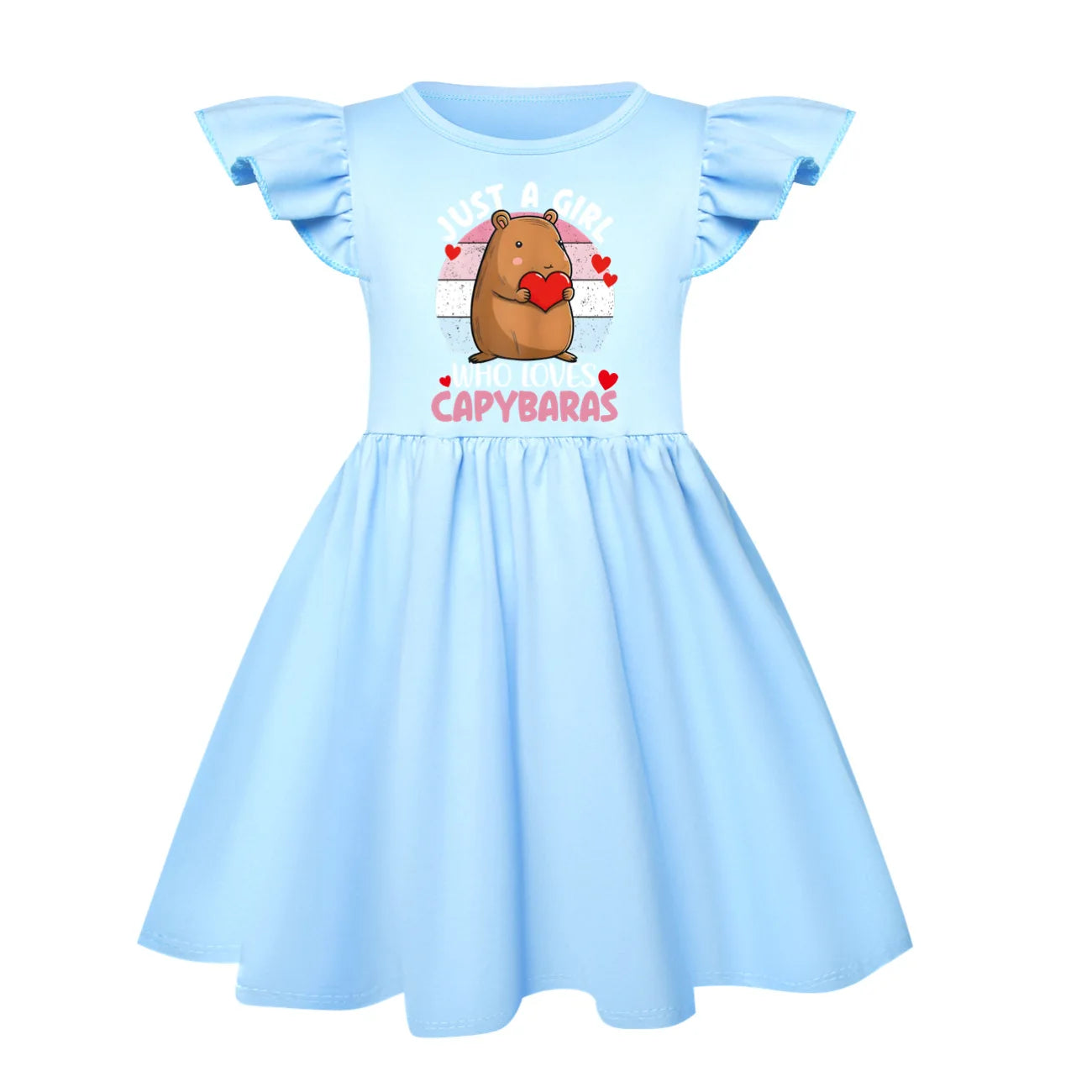 Capibala Kids Cute Capybara Fly Sleeve Casual Dresses