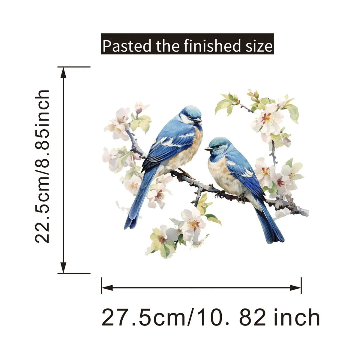 1PC Blue tree branches birds glass display windows door stickers wall stickers