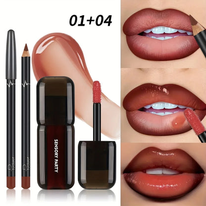 Gradient Lips Set Lip Liner + Glass Lip Gloss Mirror Shine Finish
