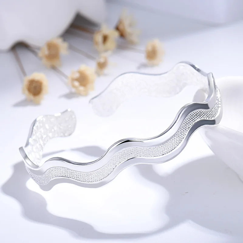 DANA 925 sterling silver Frosted wave Star River bracelets