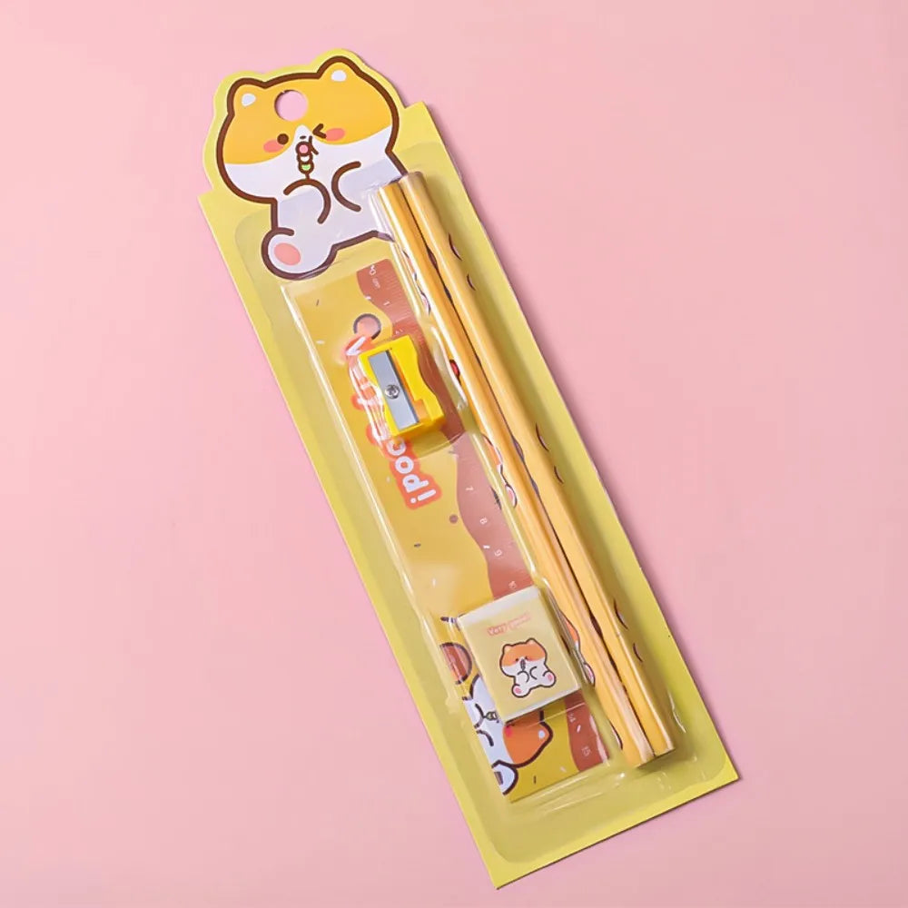 5pcs/Set Cute Cartoon Pencil Stationery Set