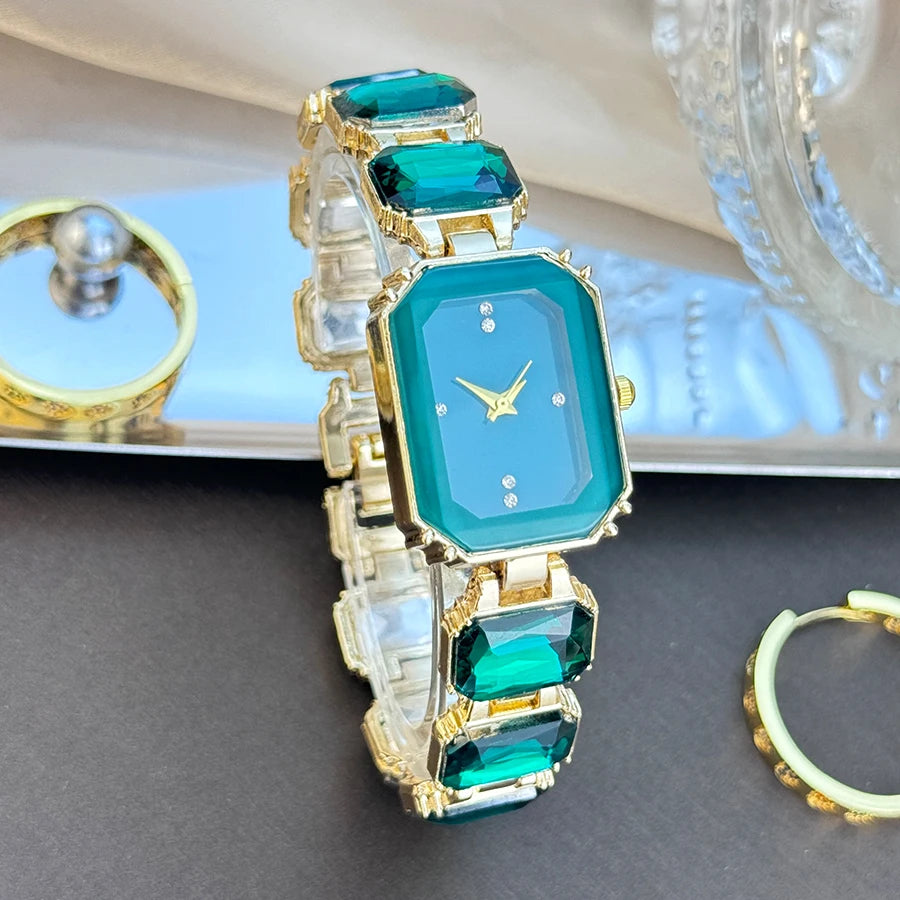 Rhinestone chain rectangular color case rhinesto watch