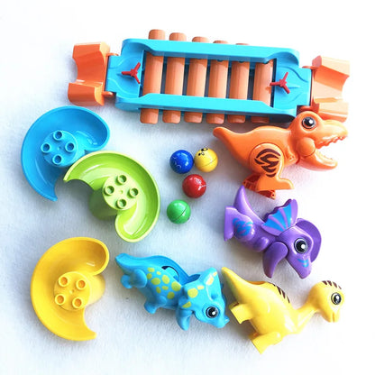 Big Building Blocks Marble Race Run Track Dinosaur Part Maze Toy