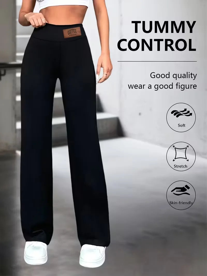 High Waisted Straight Leg Pants Stretchy Elegant Jeans