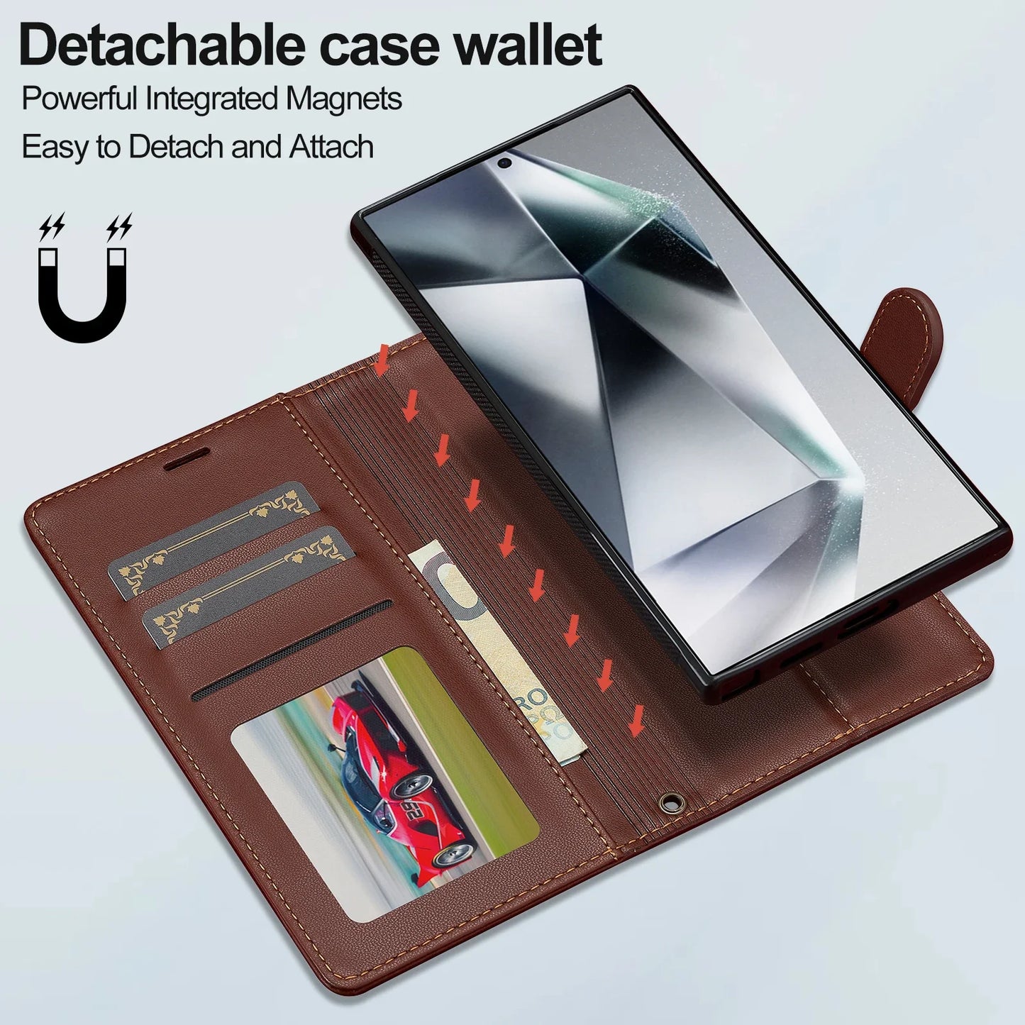 Leather Galaxy Case Magnetic Flip Wallet