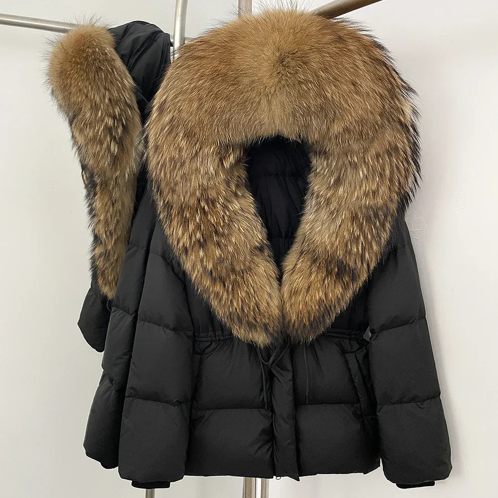 Real Fox Fur Puffer Jacket Coat