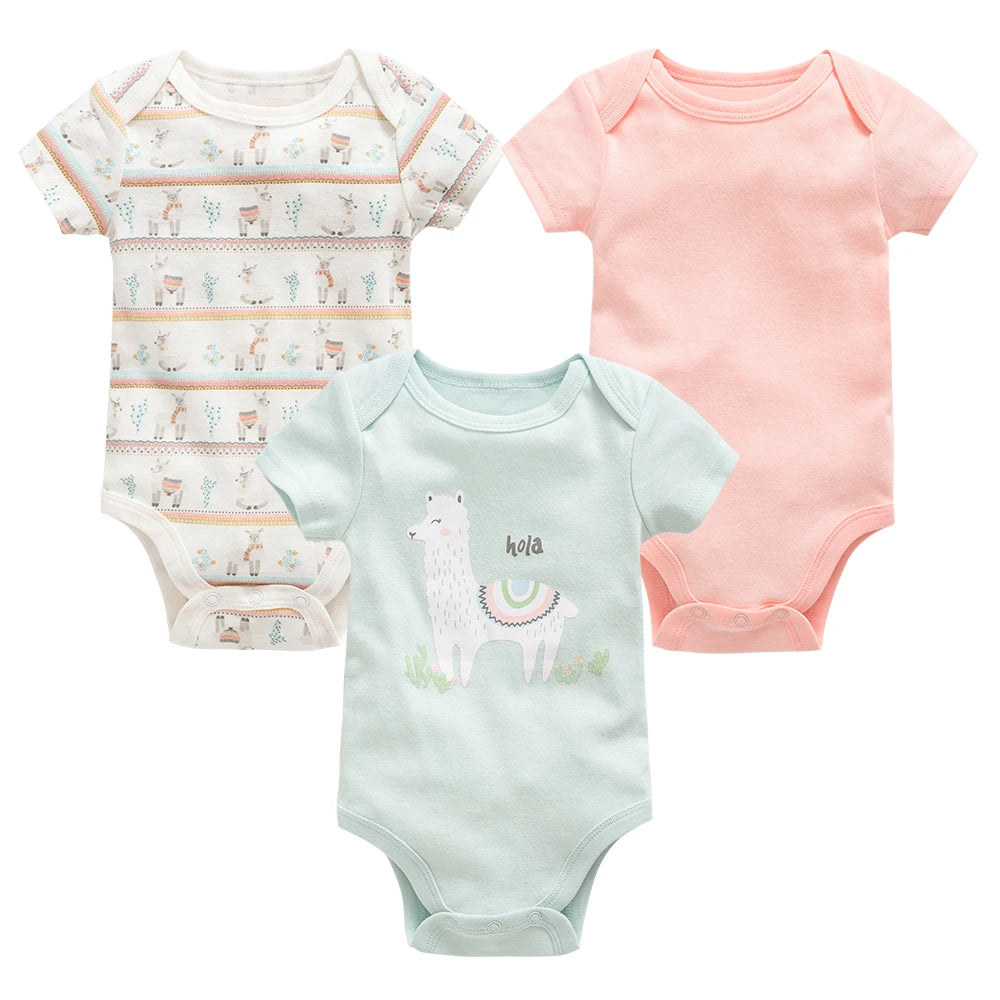 3/6 pcs Baby Girls Cotton Short Sleeve Toddler