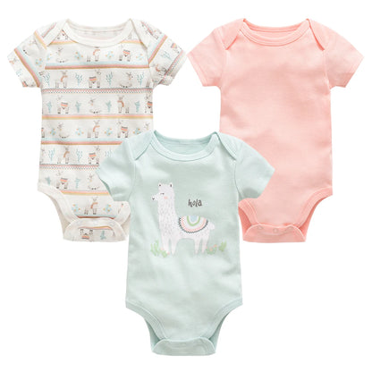 3/6 pcs Baby Girls Cotton Short Sleeve Toddler