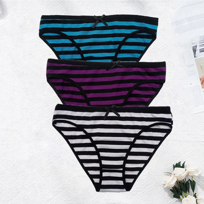 Striped Underwear Plus Size Seamless Panties Cotton Lingerie 3 pcs/lot