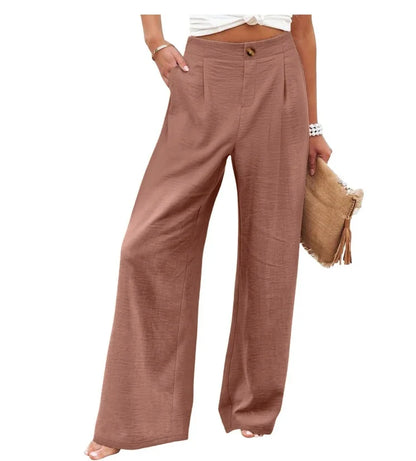 Cotton-Linen Casual Lightweight Elastic Waist Lounge Pants