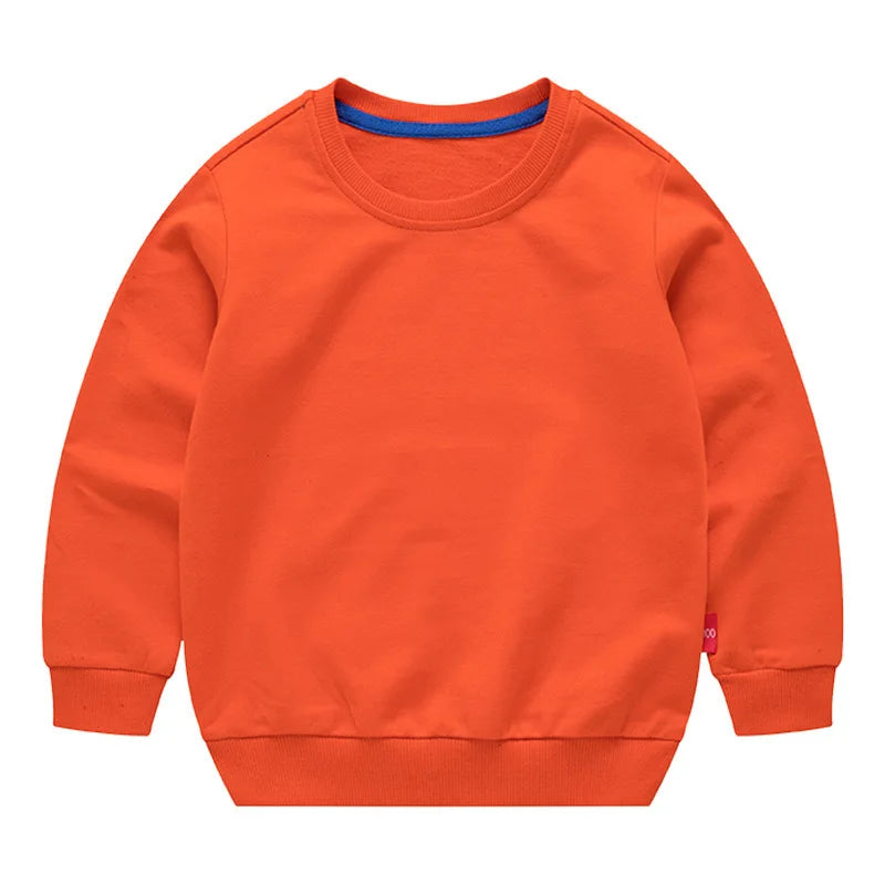 Spring Cotton Plain Hoodies Tops 3-10 Years Long Sleeve T-shirt