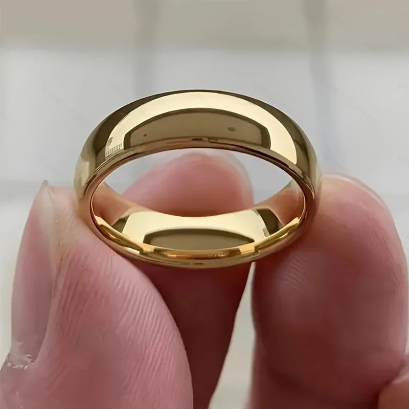 6MM Stainless Steel Classic Gold Rings