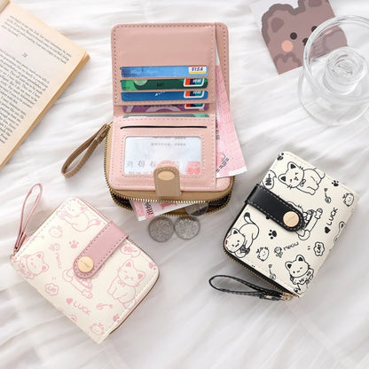 Cat Coin Short Wallet Leather Wallet