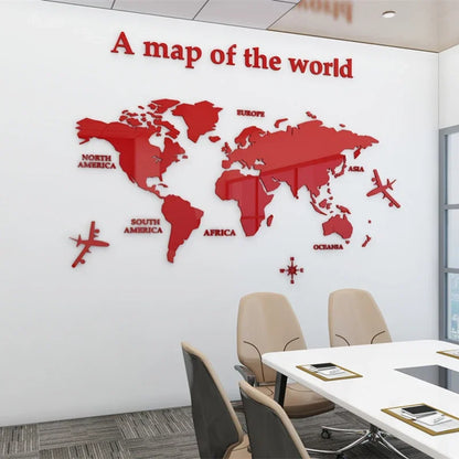World Map Wall DIY 3D Acrylic Wall Stickers Three-dimensional Mirror Stickers