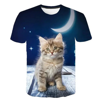 3D Mysterious Cat Short Sleeves  T-Shirt