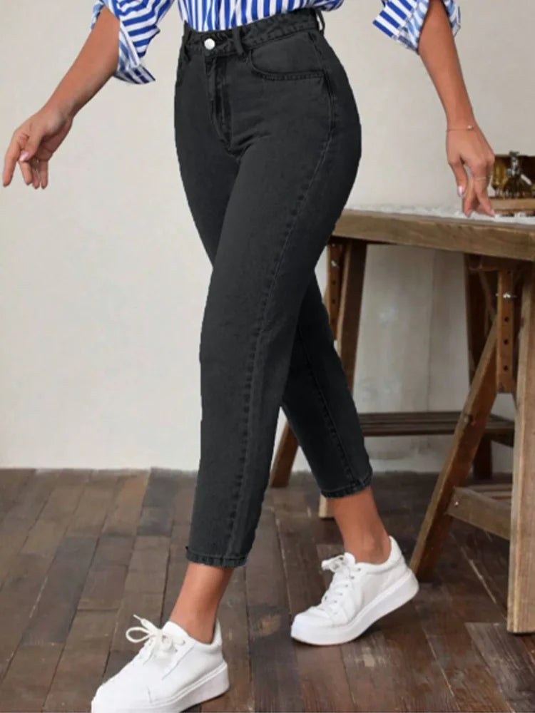 High Waist Straight Leg Pants Jeans