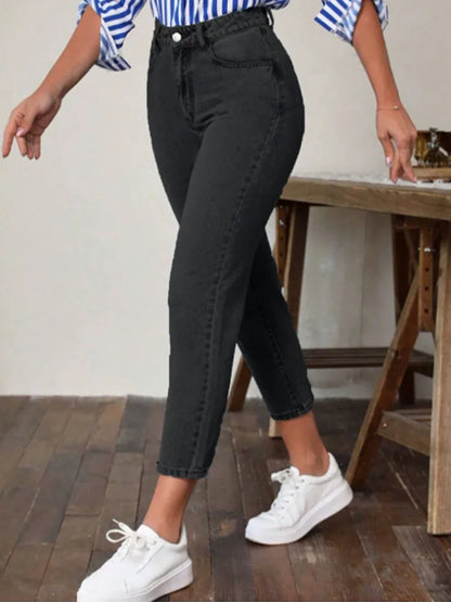 High Waist Straight Leg Pants Jeans