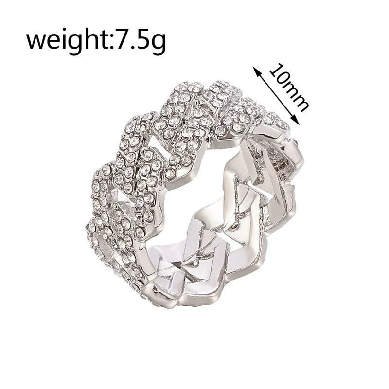 Iced Out Cuban Link Chain Ring