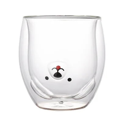 Cute Bear Double-layer Coffee Mug Double Glass Cup with Handle Mug