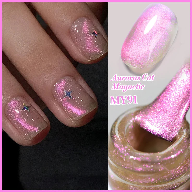 Sparkling Glass Bead Cat Magnetic Gel Nail Polish