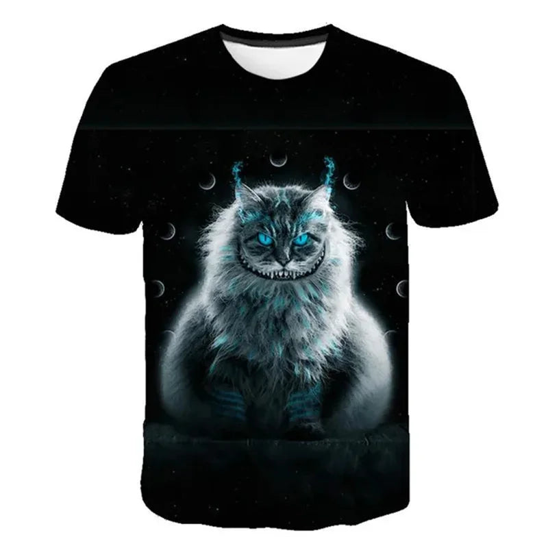 3D Mysterious Cat Short Sleeves  T-Shirt