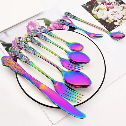 Stainless Steel Cutlery Knife Tea Fork Ice Cream Spoon Tableware Set