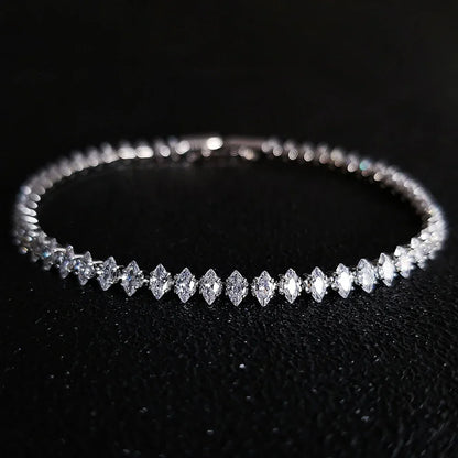 Marquise Oval Square Cut Luxury Silver Bracelet