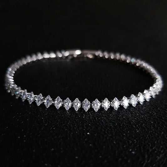 Marquise Oval Square Cut Luxury Silver Bracelet