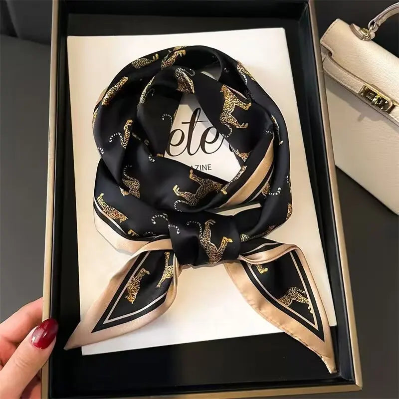 Luxury Long Silk Scarf Animal Horse Print Thin Narrow Scarf Shawl