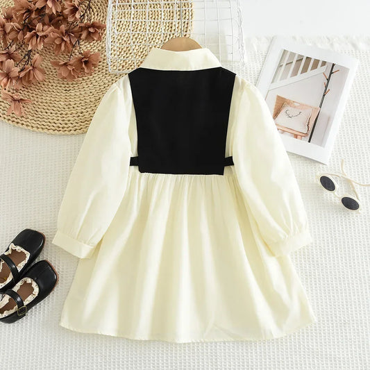 Bear Leader Butterfly Knot Color Blocked Girls Dresses